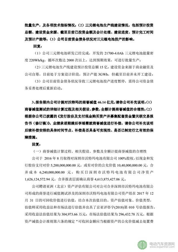 坚瑞沃能发布公告 回复深交所发出的年报问询函 坚瑞沃能发布公告 回复深交所发出的年报问询函